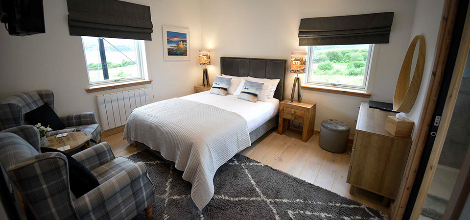 Enjoy spacious king size double rooms with sea views at our luxury Portree bed and breakfast